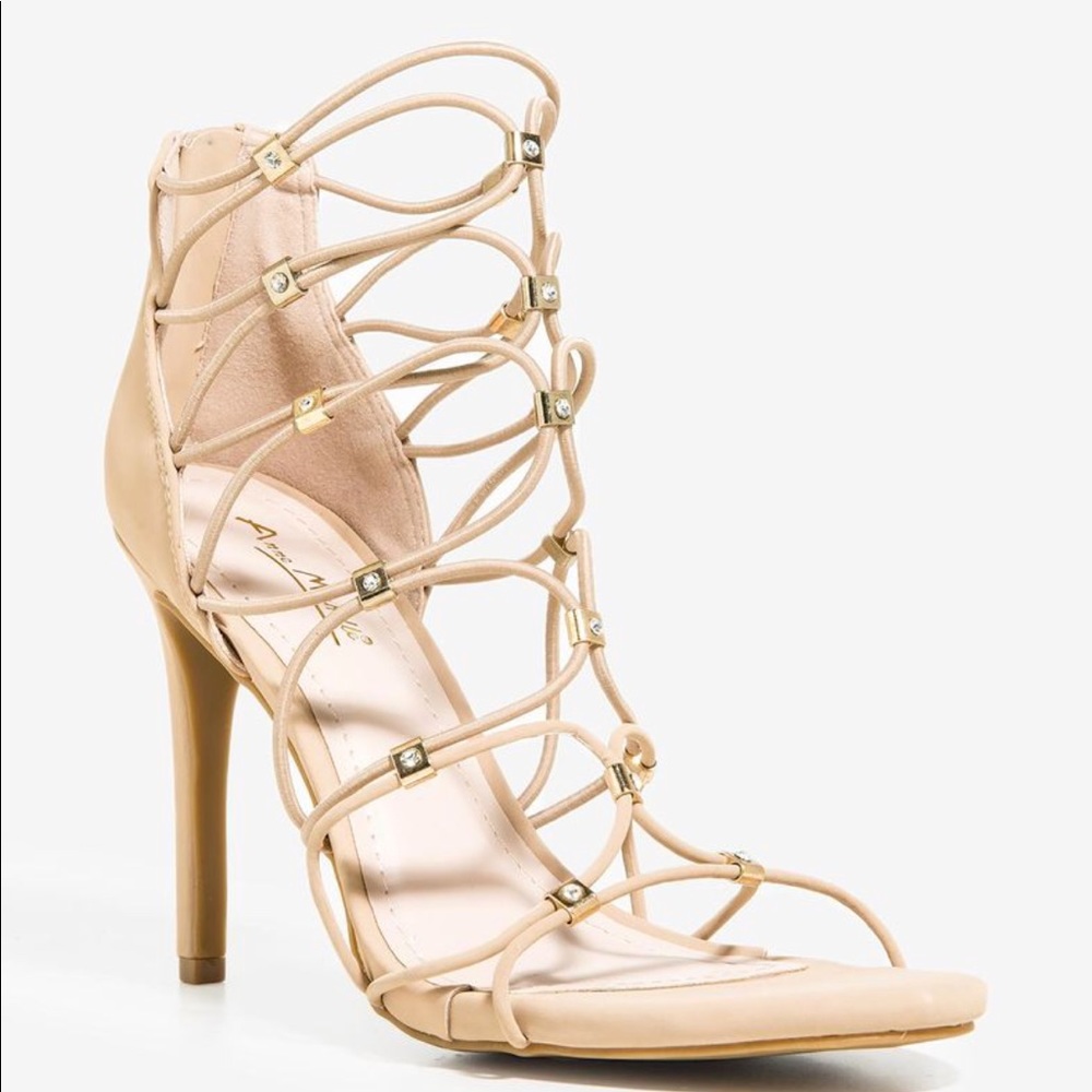 Strappy tan heels